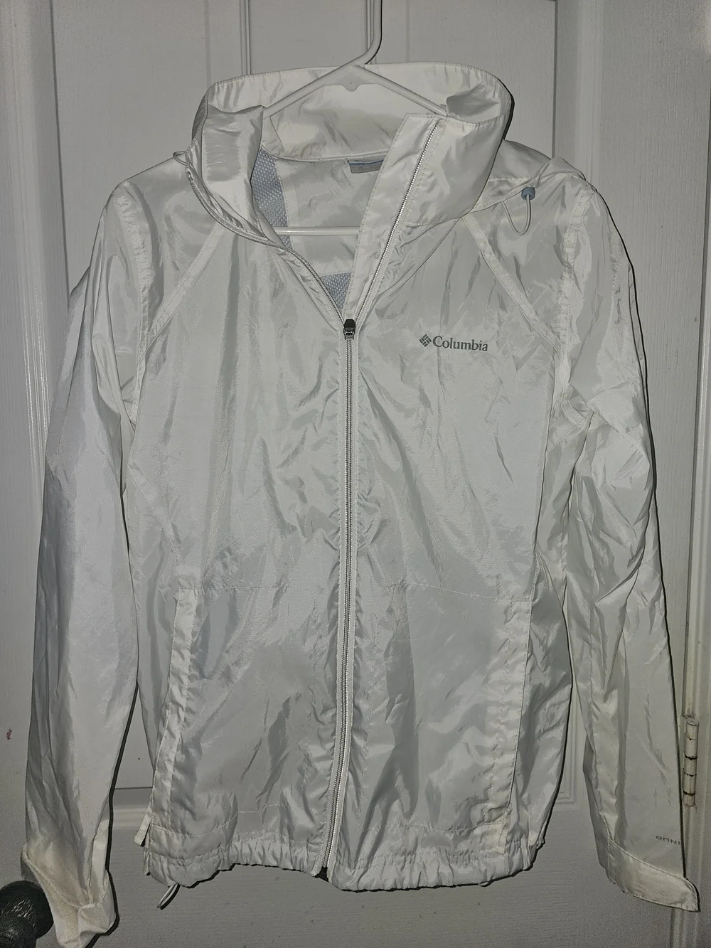Columbia White Hooded Girls' Rain Jacket